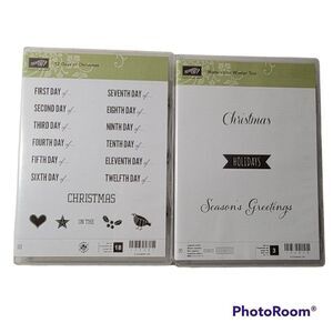 Stampin' Up Rubber Mount Stamp Sets 12 Days of Christmas & Watercolor Winter Too
